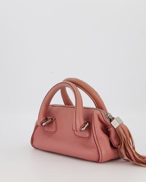 Chanel Pink Small Bowling Shoulder Bag in Calfskin Leather with Tassel Details and Silver Hardware