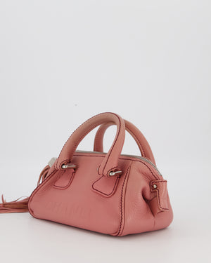 Chanel Pink Small Bowling Shoulder Bag in Calfskin Leather with Tassel Details and Silver Hardware