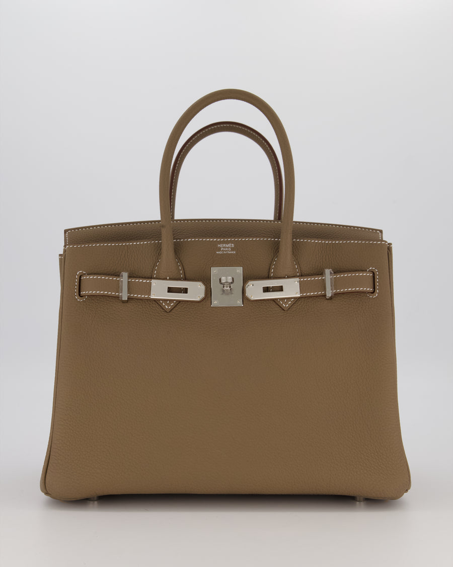 *HOLY GRAIL* Hermès Birkin 30 Retourne Bag in Etoupe Togo Leather with Palladium Hardware