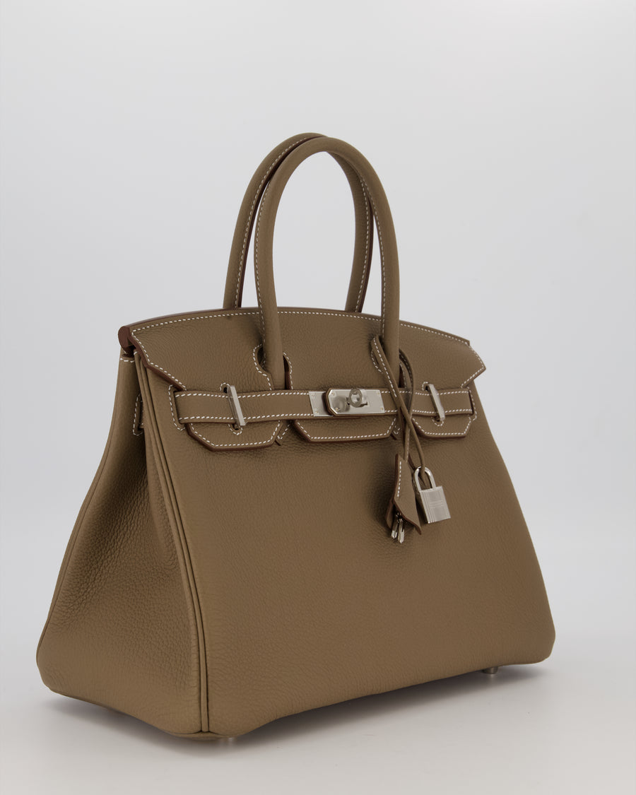 *HOLY GRAIL* Hermès Birkin 30 Retourne Bag in Etoupe Togo Leather with Palladium Hardware