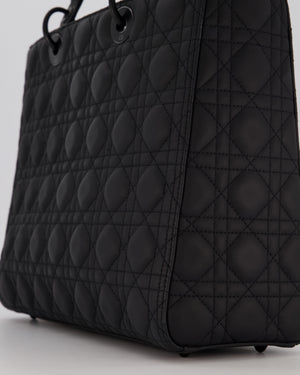 Christian Dior Black Ultramatte Large Lady Dior Bag in Lambskin Leather With Black Metal Hardware