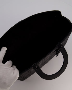 Christian Dior Black Ultramatte Large Lady Dior Bag in Lambskin Leather With Black Metal Hardware