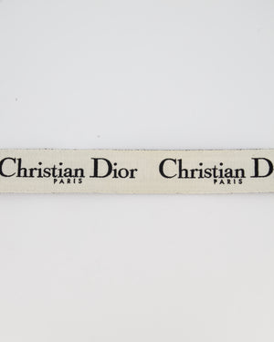Christian Dior Black Ecru Canvas Guitar Bag Strap with Black Metal Hardware & Black Leather