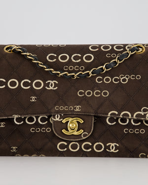 Chanel Vintage Black Medium Double Flap Bag in Canvas Coco Logo Detail with 24K Gold Hardware