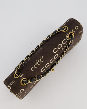 Chanel Vintage Black Medium Double Flap Bag in Canvas Coco Logo Detail with 24K Gold Hardware