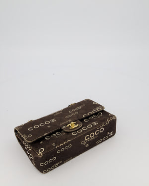 Chanel Vintage Black Medium Double Flap Bag in Canvas Coco Logo Detail with 24K Gold Hardware