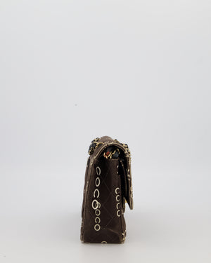 Chanel Vintage Black Medium Double Flap Bag in Canvas Coco Logo Detail with 24K Gold Hardware