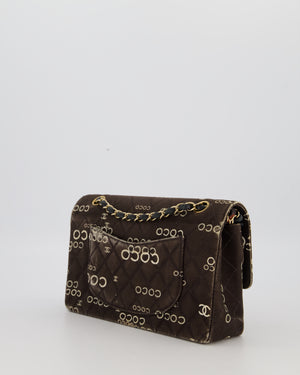 Chanel Vintage Black Medium Double Flap Bag in Canvas Coco Logo Detail with 24K Gold Hardware