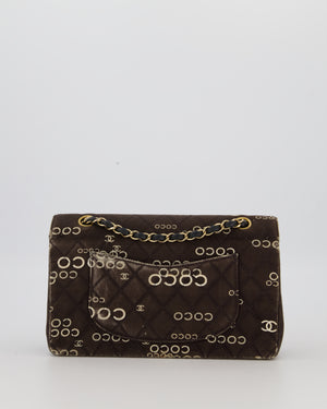 Chanel Vintage Black Medium Double Flap Bag in Canvas Coco Logo Detail with 24K Gold Hardware