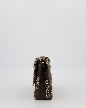 Chanel Vintage Black Medium Double Flap Bag in Canvas Coco Logo Detail with 24K Gold Hardware