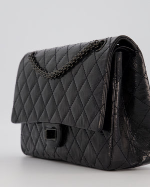 Chanel Black Reissue Medium Double Flap Bag in Patent Leather with So Black Hardware