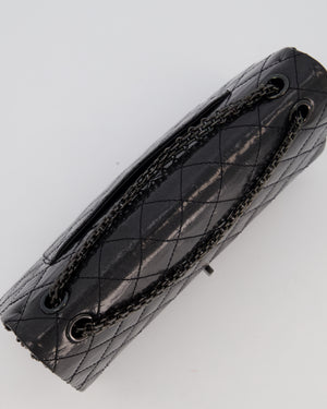 Chanel Black Reissue Medium Double Flap Bag in Patent Leather with So Black Hardware