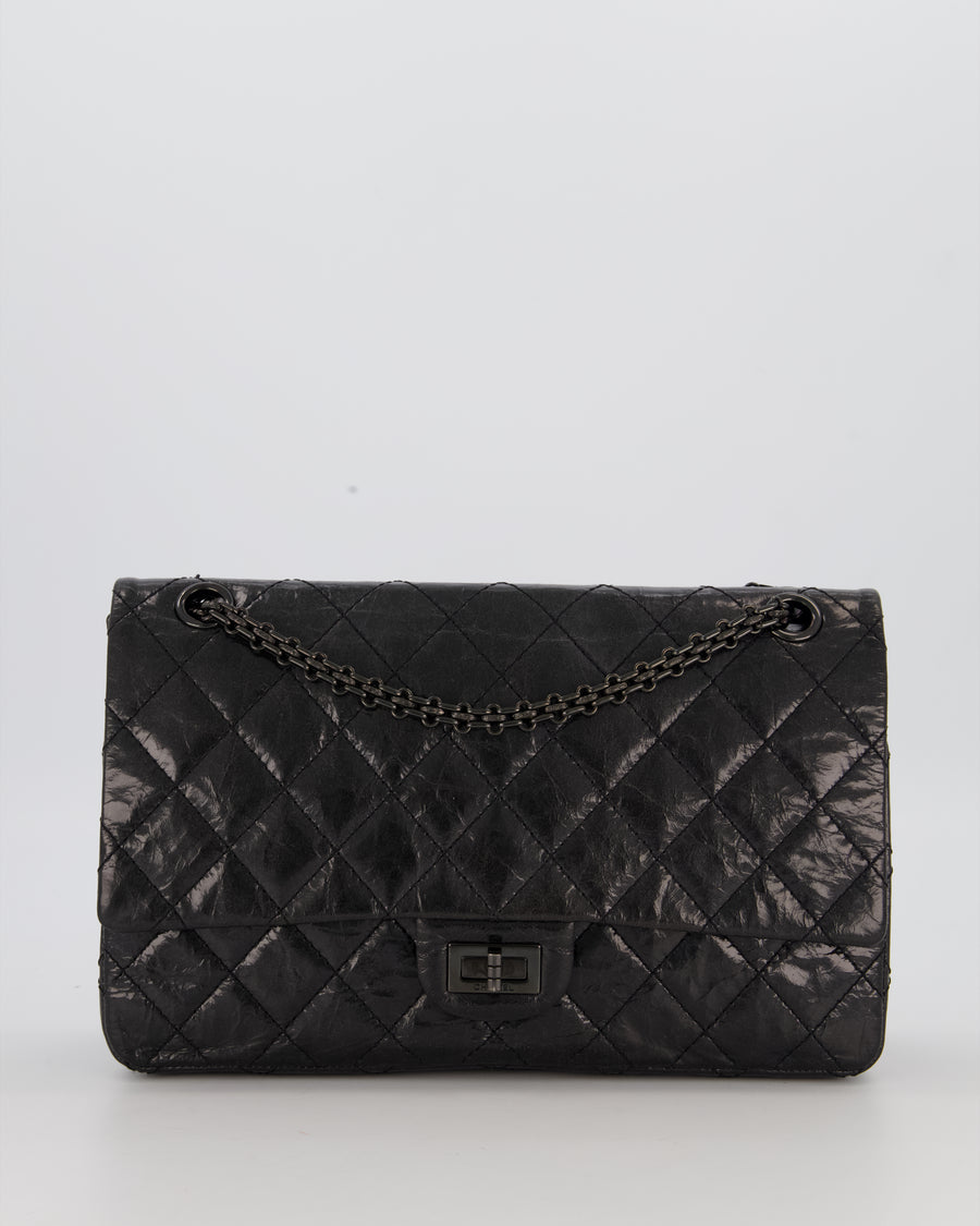Chanel Black Reissue Medium Double Flap Bag in Patent Leather with So Black Hardware