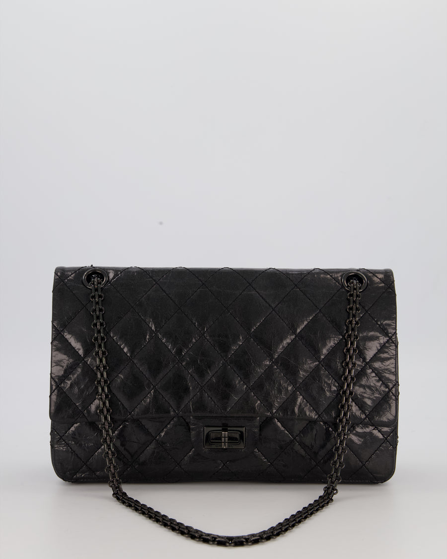 Chanel Black Reissue Medium Double Flap Bag in Patent Leather with So Black Hardware