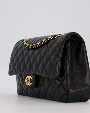 Chanel Black Medium Classic Double Flap Bag in Lambskin Leather with Gold Hardware