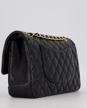 Chanel Black Medium Classic Double Flap Bag in Lambskin Leather with Gold Hardware