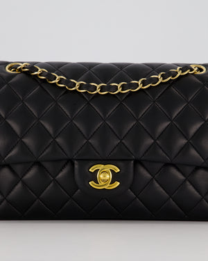 Chanel Black Medium Classic Double Flap Bag in Lambskin Leather with Gold Hardware