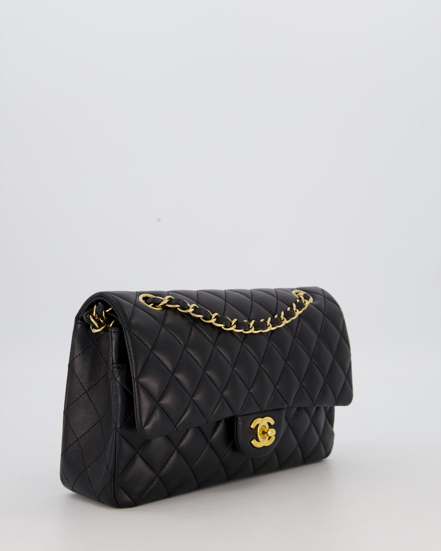 Chanel Black Medium Classic Double Flap Bag in Lambskin Leather with Gold Hardware