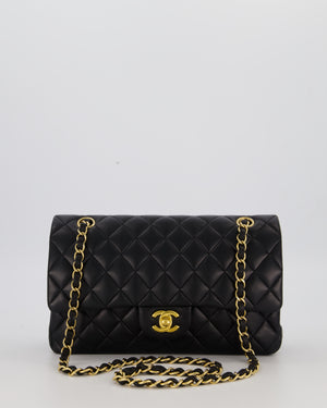 Chanel Black Medium Classic Double Flap Bag in Lambskin Leather with Gold Hardware