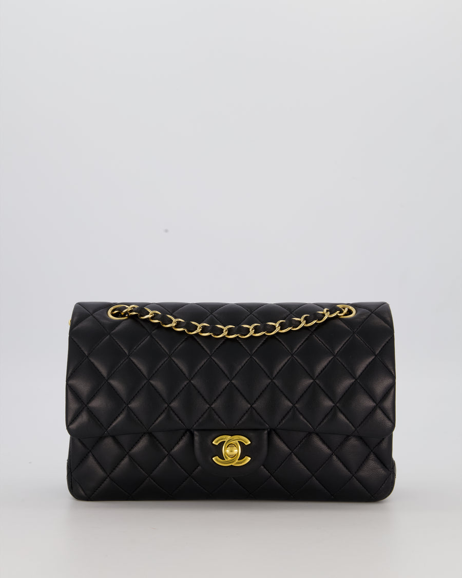 Chanel Black Medium Classic Double Flap Bag in Lambskin Leather with Gold Hardware