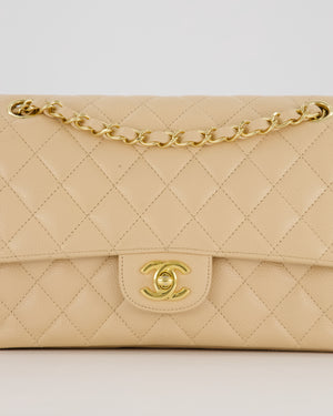 Chanel Medium Classic Double Flap Bag in Beige Clair Caviar Leather with Gold Hardware