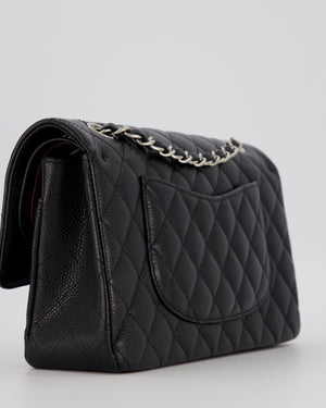 Chanel Black Classic Medium Double Flap Bag in Caviar Leather with Silver Hardware