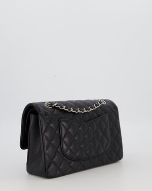 Chanel Black Classic Medium Double Flap Bag in Caviar Leather with Silver Hardware