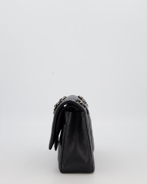 Chanel Black Classic Medium Double Flap Bag in Caviar Leather with Silver Hardware