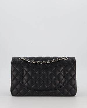 Chanel Black Classic Medium Double Flap Bag in Caviar Leather with Silver Hardware