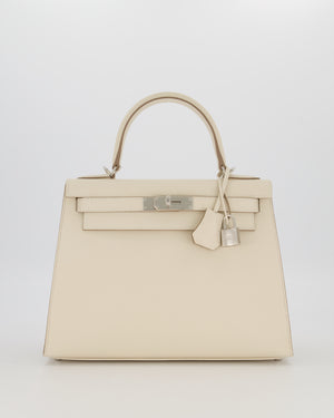 *HOT* Hermès Kelly 28 Sellier Bag in Craie Epsom Leather with Palladium Hardware