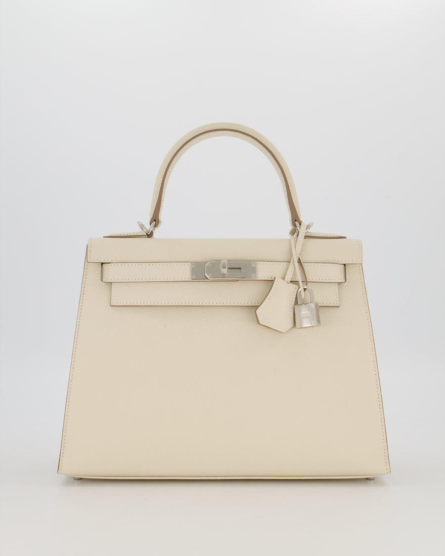 *HOT* Hermès Kelly 28 Sellier Bag in Craie Epsom Leather with Palladium Hardware