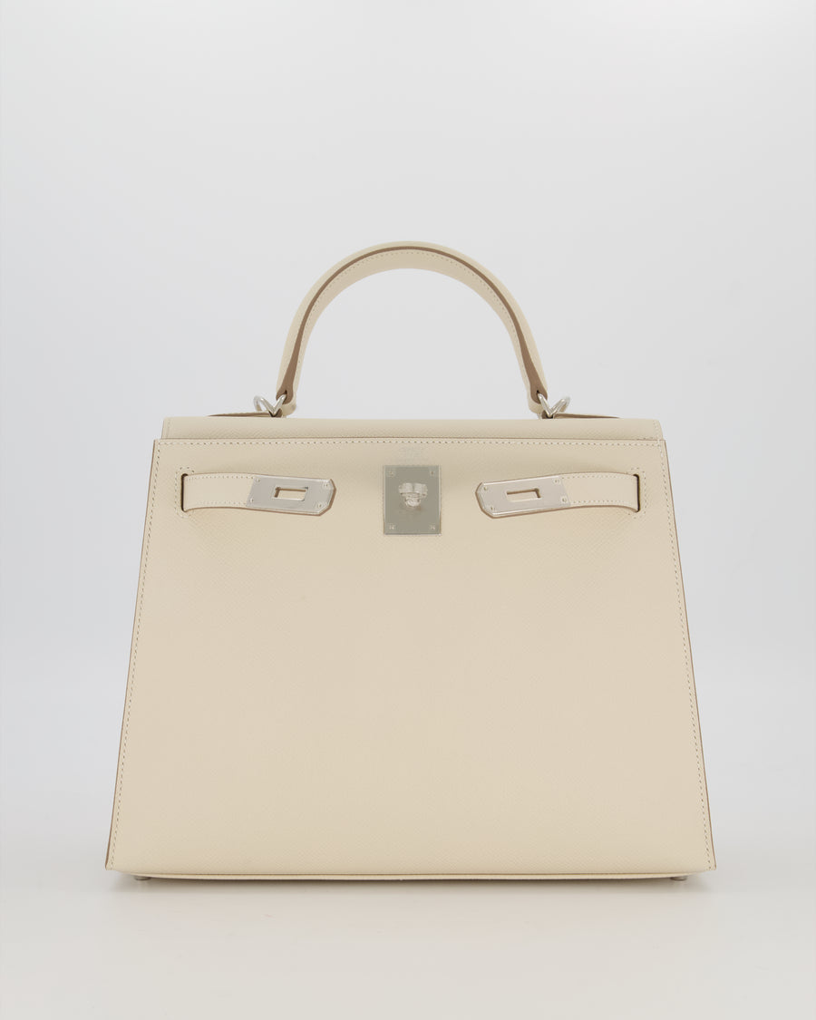 *HOT* Hermès Kelly 28 Sellier Bag in Craie Epsom Leather with Palladium Hardware