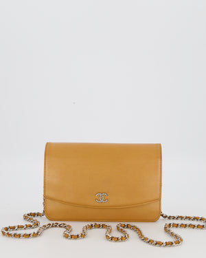 Chanel Gold Wallet on Chain Bag in Sevruga Caviar Leather with Silver Hardware