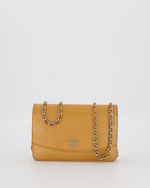 Chanel Gold Wallet on Chain Bag in Sevruga Caviar Leather with Silver Hardware
