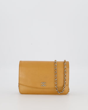 Chanel Gold Wallet on Chain Bag in Sevruga Caviar Leather with Silver Hardware