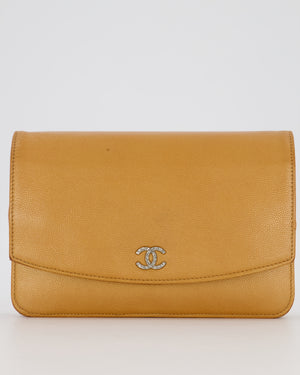 Chanel Gold Wallet on Chain Bag in Sevruga Caviar Leather with Silver Hardware