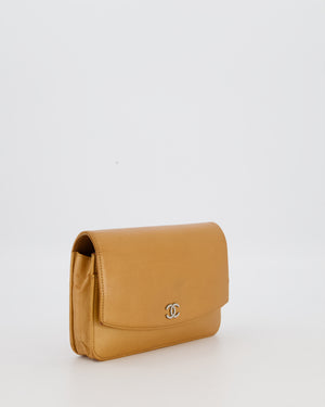 Chanel Gold Wallet on Chain Bag in Sevruga Caviar Leather with Silver Hardware