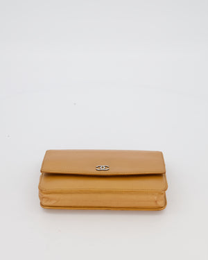 Chanel Gold Wallet on Chain Bag in Sevruga Caviar Leather with Silver Hardware