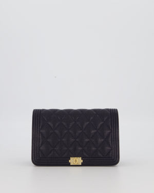 Chanel Navy Boy Wallet on Chain Bag in Caviar Leather with Gold Hardware