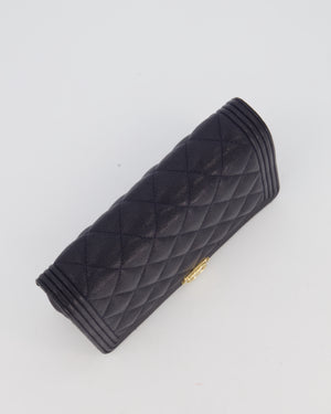 Chanel Navy Boy Wallet on Chain Bag in Caviar Leather with Gold Hardware