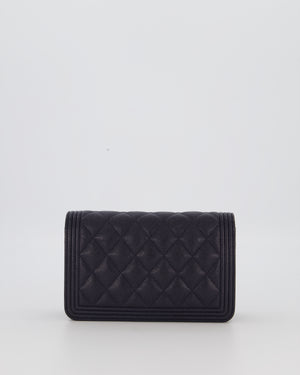 Chanel Navy Boy Wallet on Chain Bag in Caviar Leather with Gold Hardware