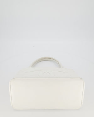 Chanel Vintage Medallion Tote in White Quilted Caviar Leather with Gold Hardware