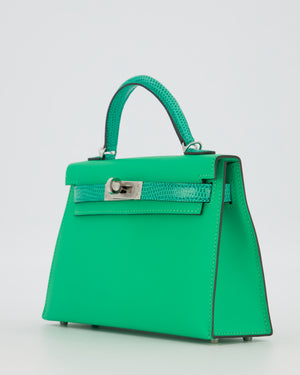 *RARE* Hermès Mini Kelly II 20 Touch Bag in Vert Comics Madame and Vert Jade Niloticus Lizard Leather with Palladium Hardware