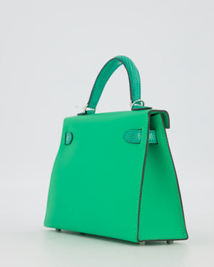 *RARE* Hermès Mini Kelly II 20 Touch Bag in Vert Comics Madame and Vert Jade Niloticus Lizard Leather with Palladium Hardware