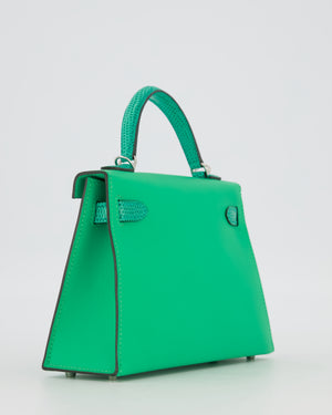 *RARE* Hermès Mini Kelly II 20 Touch Bag in Vert Comics Madame and Vert Jade Niloticus Lizard Leather with Palladium Hardware