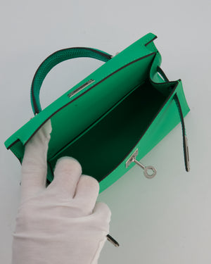 *RARE* Hermès Mini Kelly II 20 Touch Bag in Vert Comics Madame and Vert Jade Niloticus Lizard Leather with Palladium Hardware