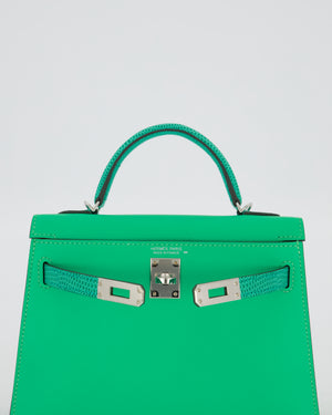 *RARE* Hermès Mini Kelly II 20 Touch Bag in Vert Comics Madame and Vert Jade Niloticus Lizard Leather with Palladium Hardware