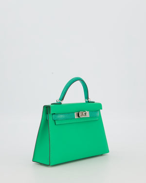 *RARE* Hermès Mini Kelly II 20 Touch Bag in Vert Comics Madame and Vert Jade Niloticus Lizard Leather with Palladium Hardware