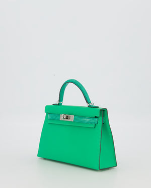 *RARE* Hermès Mini Kelly II 20 Touch Bag in Vert Comics Madame and Vert Jade Niloticus Lizard Leather with Palladium Hardware