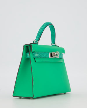 *RARE* Hermès Mini Kelly II 20 Touch Bag in Vert Comics Madame and Vert Jade Niloticus Lizard Leather with Palladium Hardware